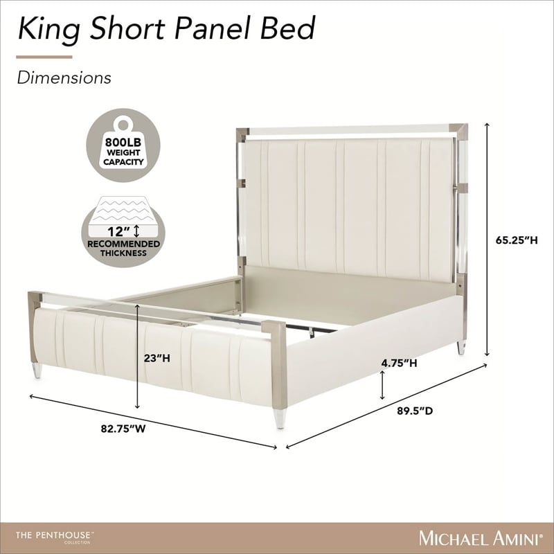 Penthouse King Short Panel Bed - Frosted Linen