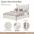 Penthouse Queen Short Panel Bed - Frosted Linen
