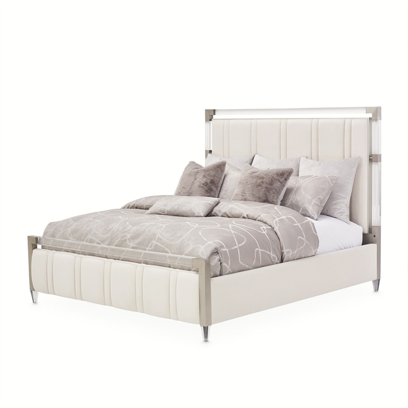 Penthouse Queen Short Panel Bed - Frosted Linen