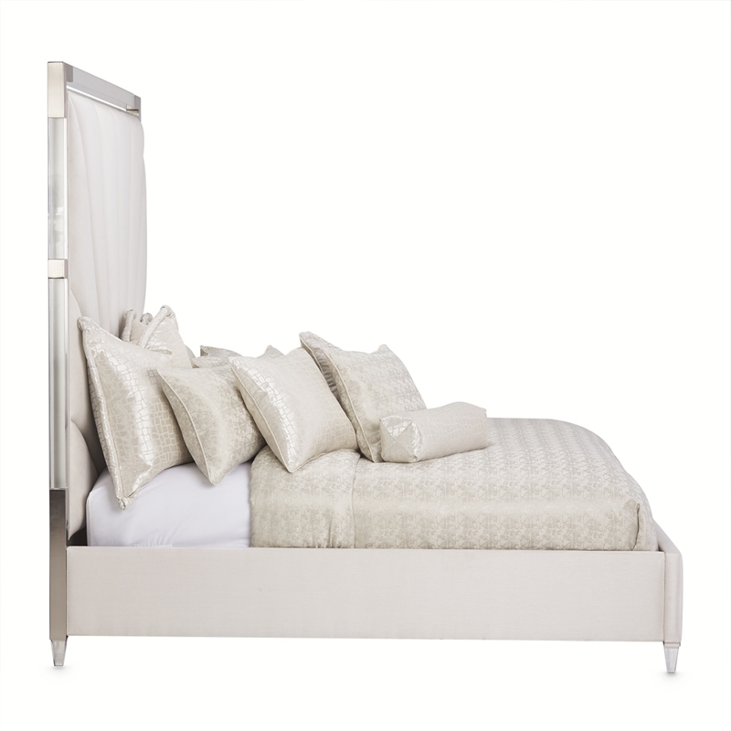 Michael Amini Penthouse Tall Queen Panel Bed - Frosted Linen