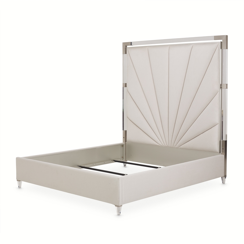 Michael Amini Penthouse Tall Queen Panel Bed - Frosted Linen