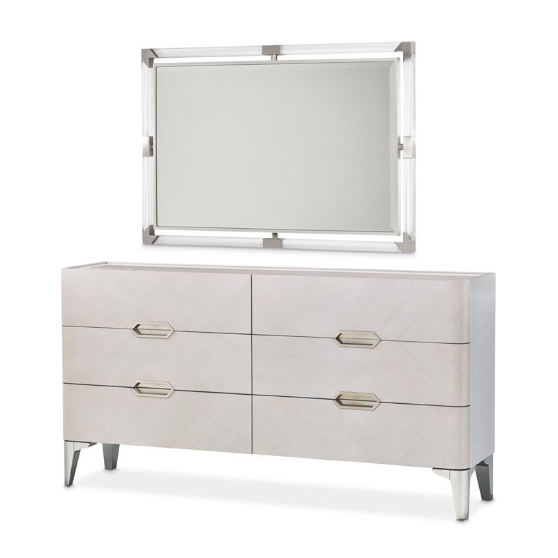 Penthouse Modern 6-Drawer Dresser with Mirror - Ash Gray