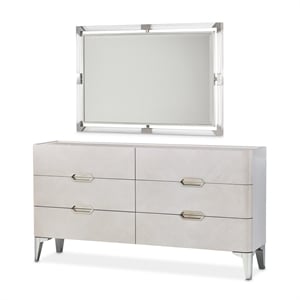 Michael Amini Penthouse Dresser & Mirror Set - Ash Gray