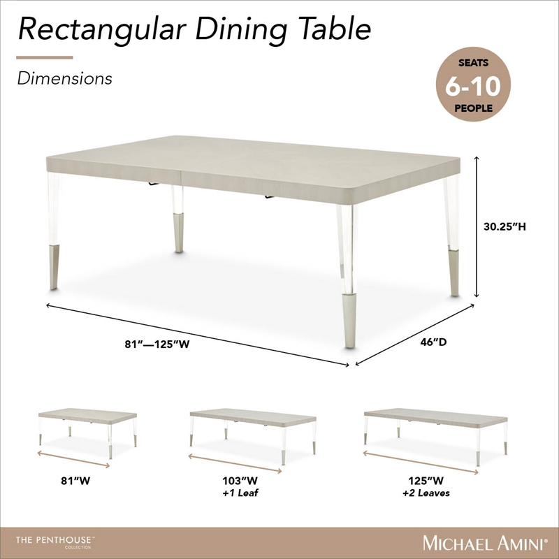 Penthouse Extendable Dining Table - Ash Gray