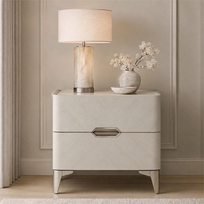 Penthouse Modern 2-Drawer Nightstand - Ash Gray