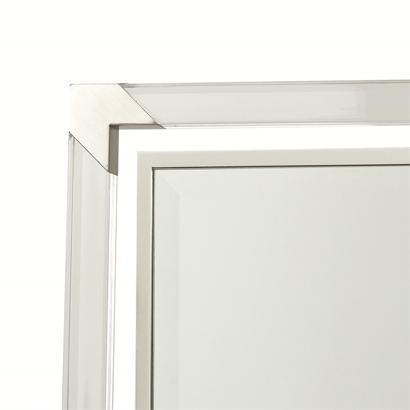 Michael Amini Penthouse Acrylic Wall Mirror - Clear/Brushed Stainless Steel