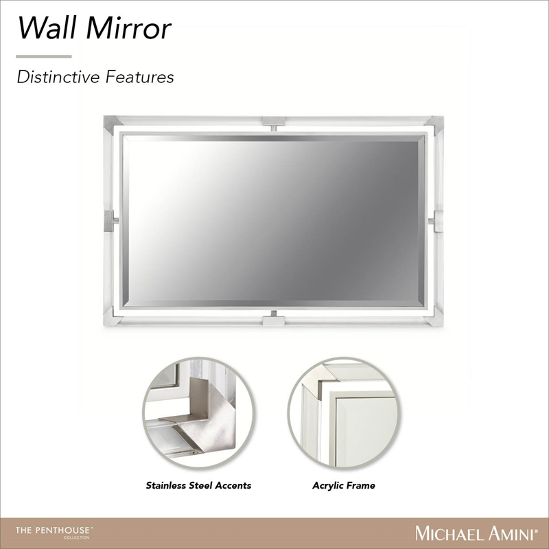 Penthouse Acrylic Wall Accent Mirror - Clear/Brushed Stainless Steel