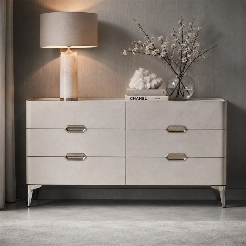 Penthouse Modern 6-Drawer Dresser - Ash Gray