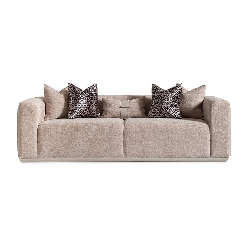 Michael Amini Canberra Chenille Sofa - Mink/Light Ash