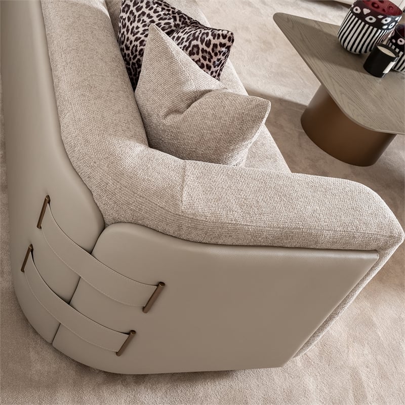 Michael Amini Canberra Chenille Sofa - Mink/Light Ash