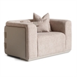 Michael Amini Canberra Chenille Chair and a Half - Mink/Light Ash