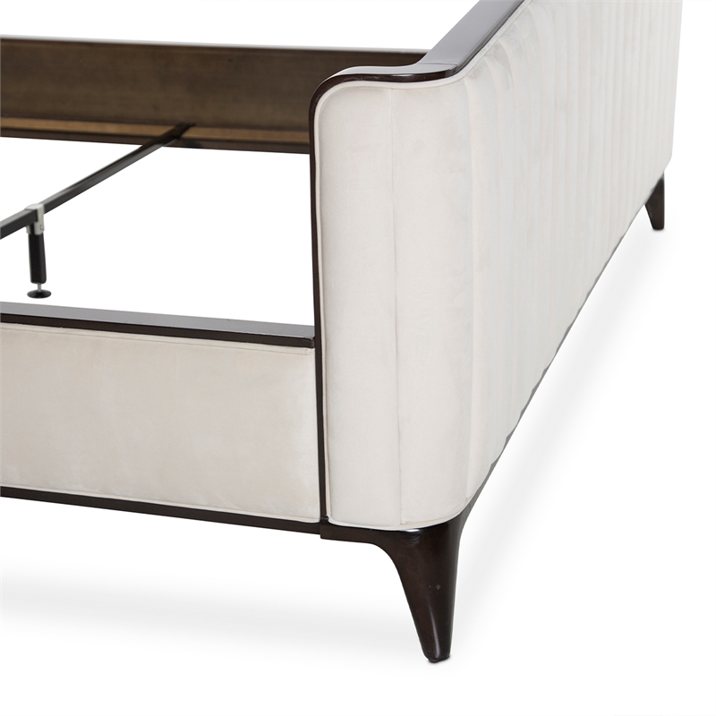 Paris Chic Cal. King Channel Tufted Velvet Bed - Ivory/Espresso