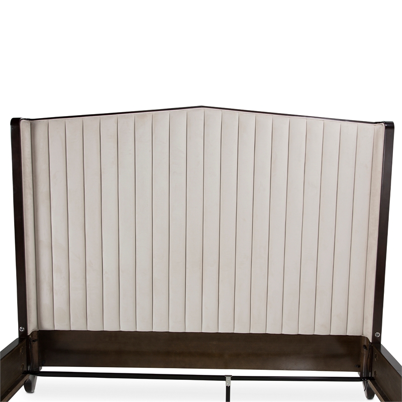 Paris Chic Cal. King Channel Tufted Velvet Bed - Ivory/Espresso