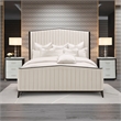 Paris Chic Cal. King Channel Tufted Velvet Bed - Ivory/Espresso