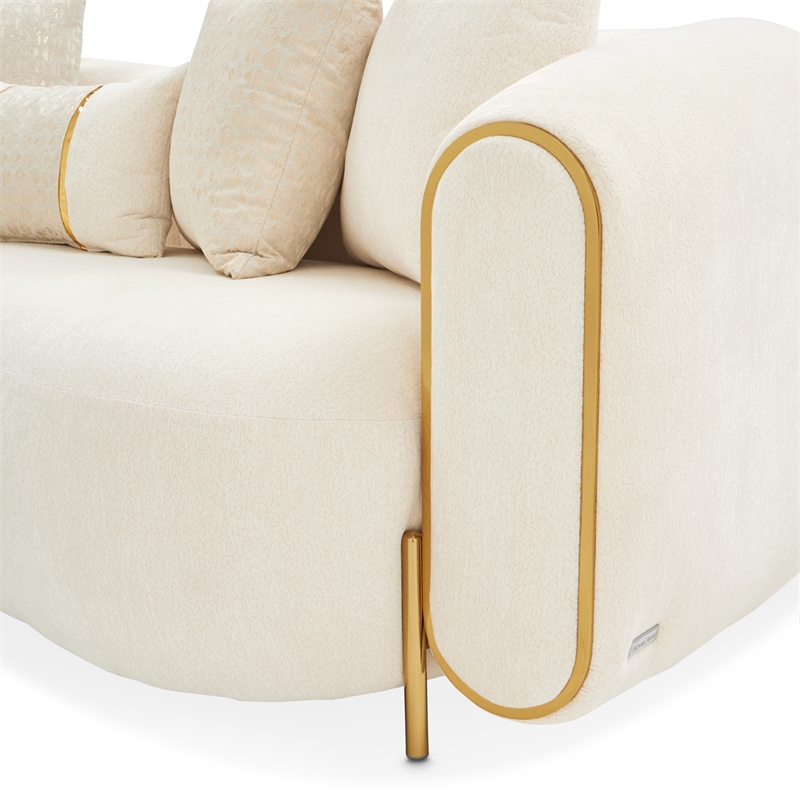 Michael Amini Sassani Chenille Loveseat - Crepe/Gold