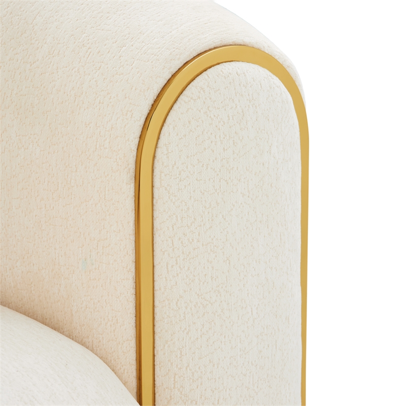 Michael Amini Sassani Chenille Loveseat - Crepe/Gold