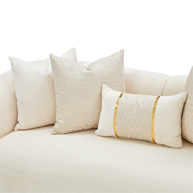 Michael Amini Sassani Chenille Loveseat - Crepe/Gold