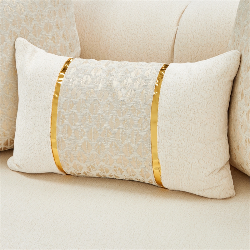Michael Amini Sassani Chenille Loveseat - Crepe/Gold