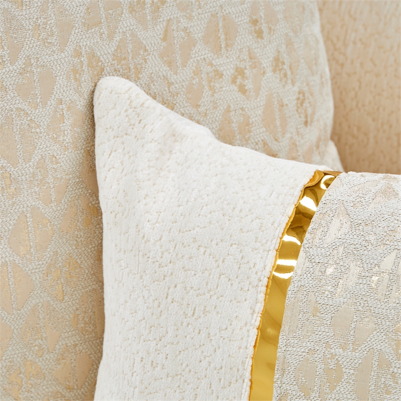 Michael Amini Sassani Chenille Loveseat - Crepe/Gold