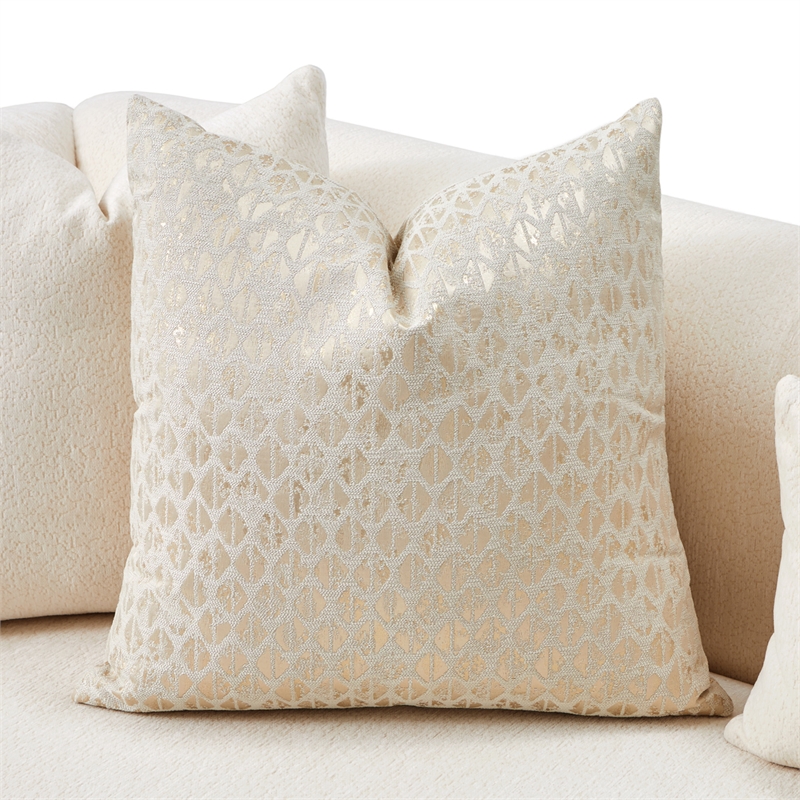 Michael Amini Sassani Chenille Loveseat - Crepe/Gold