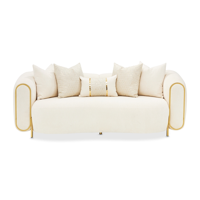 Michael Amini Sassani Chenille Loveseat - Crepe/Gold