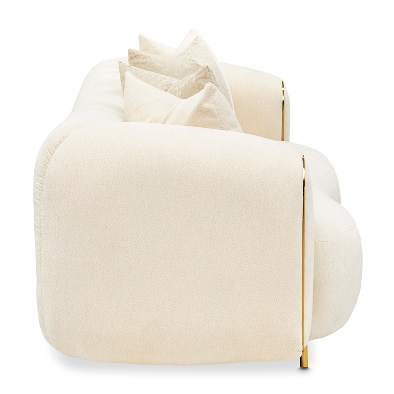 Michael Amini Sassani Chenille Loveseat - Crepe/Gold