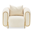 Michael Amini Sassani Chenille Accent Chair - Crepe/Gold