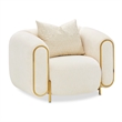 Michael Amini Sassani Chenille Accent Chair - Crepe/Gold