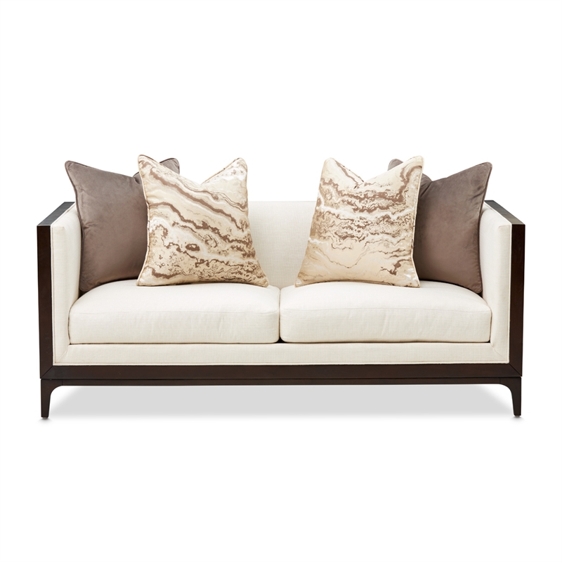Michael Amini Belmont Place Loveseat in Cream/Espresso