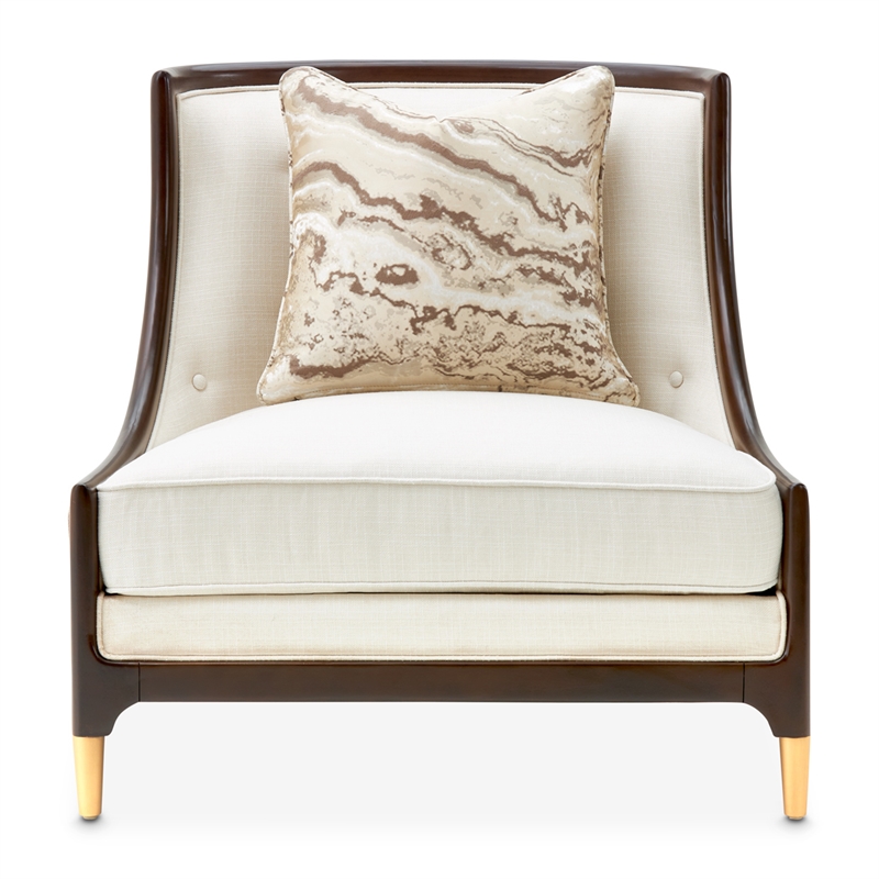Michael Amini Belmont Place Accent Chair in Cream/Espresso