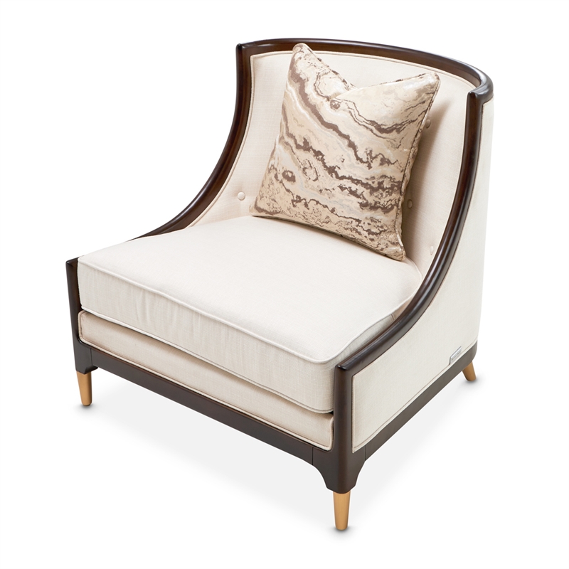 Michael Amini Belmont Place Accent Chair in Cream/Espresso