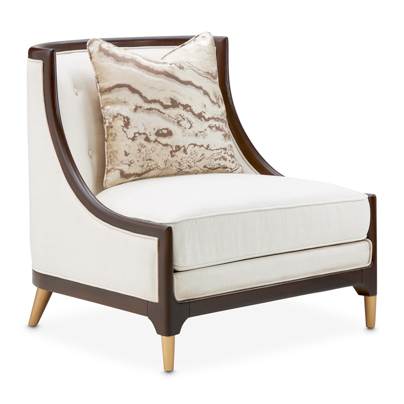 Michael Amini Belmont Place Accent Chair in Cream/Espresso