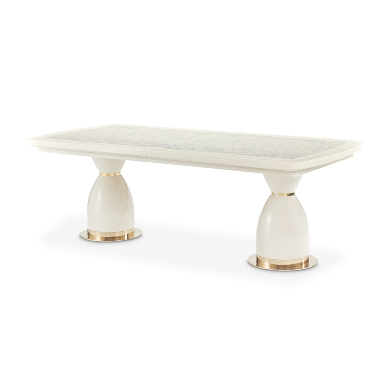 Lisbon Double Pedestal Dining Table - Silken Matte Cream