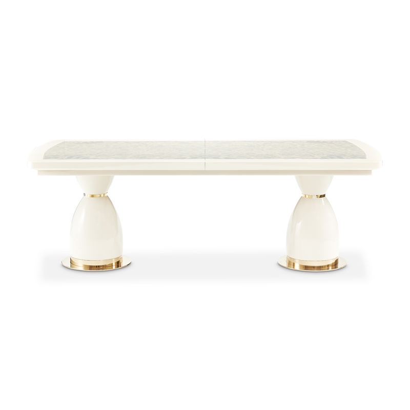 Lisbon Double Pedestal Dining Table - Silken Matte Cream