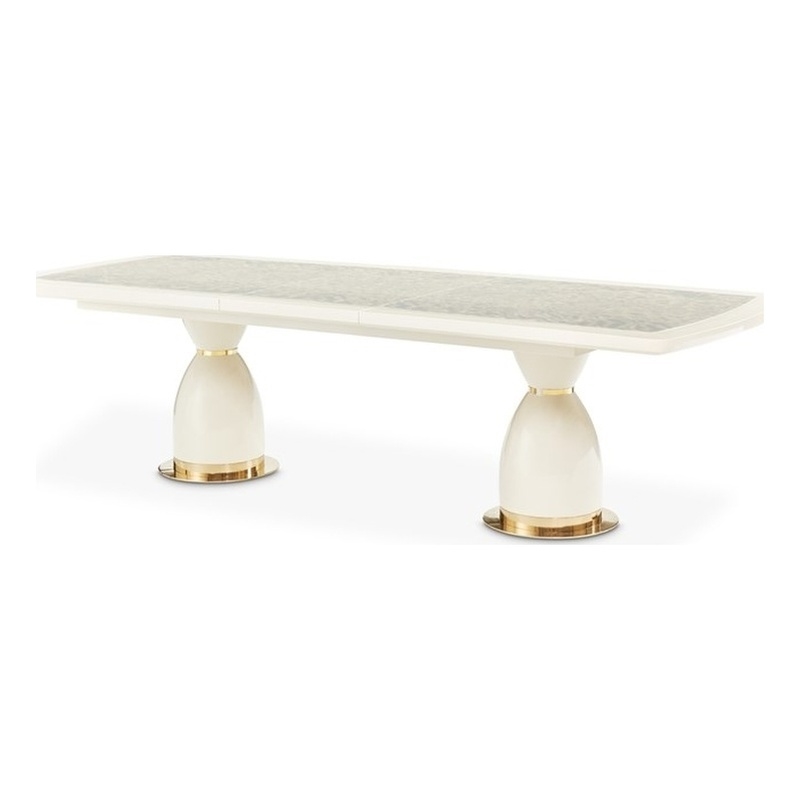 Lisbon Double Pedestal Dining Table - Silken Matte Cream
