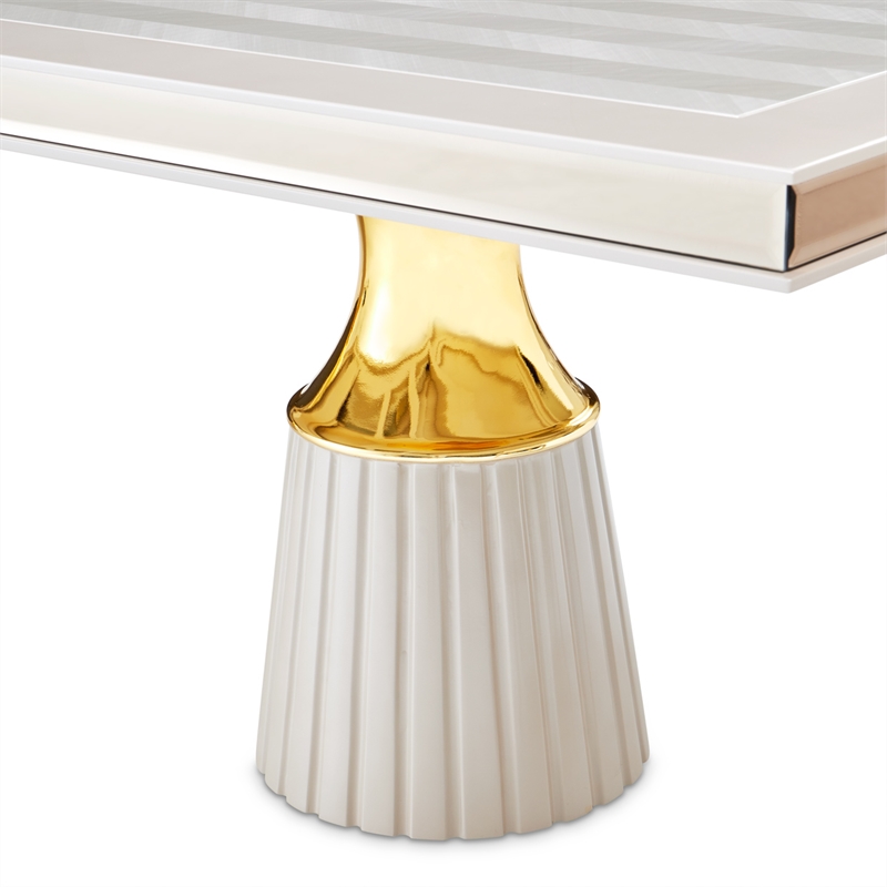 Carmela Double Pedestal Dining Table - Shimmering Ivory