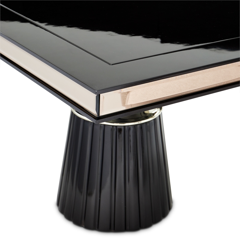 Carmela Double Pedestal Dining Table - Glossy Charcoal Sand