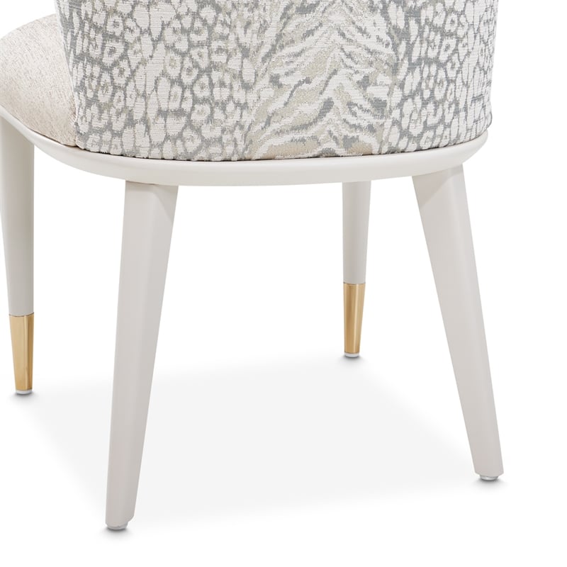 Lisbon Set of 2 Chenille Dining Side Chairs - Opal/Silken Matte Cream