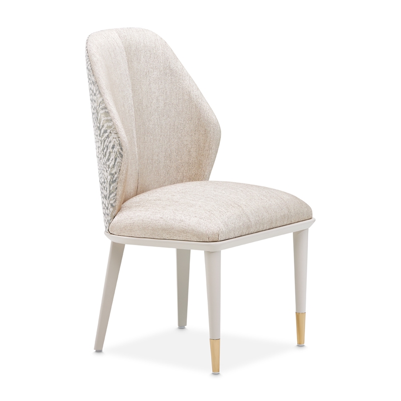 Lisbon Set of 2 Chenille Dining Side Chairs - Opal/Silken Matte Cream