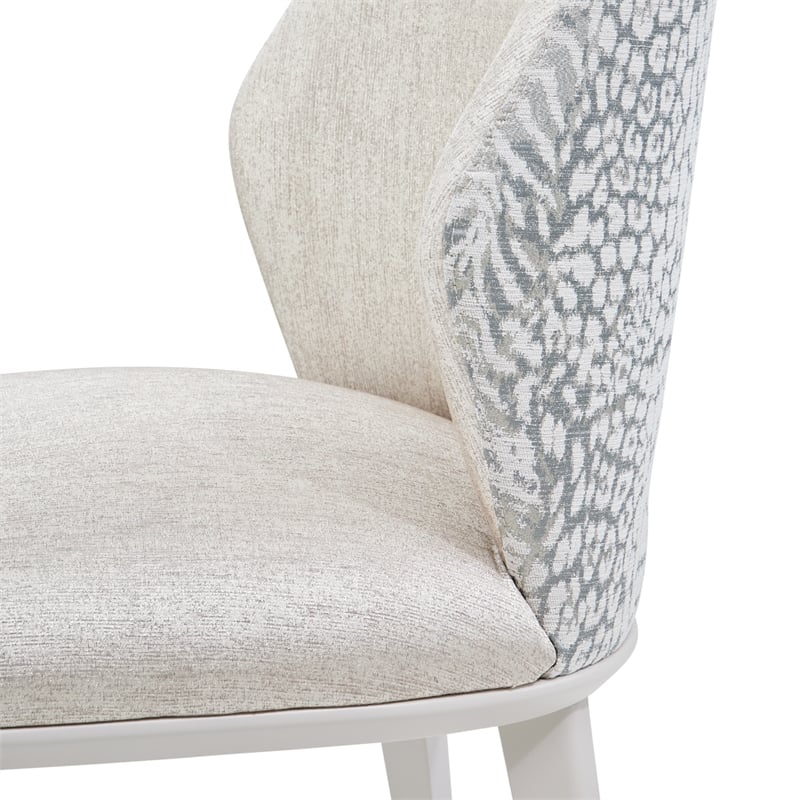 Lisbon Set of 2 Chenille Dining Side Chairs - Opal/Silken Matte Cream