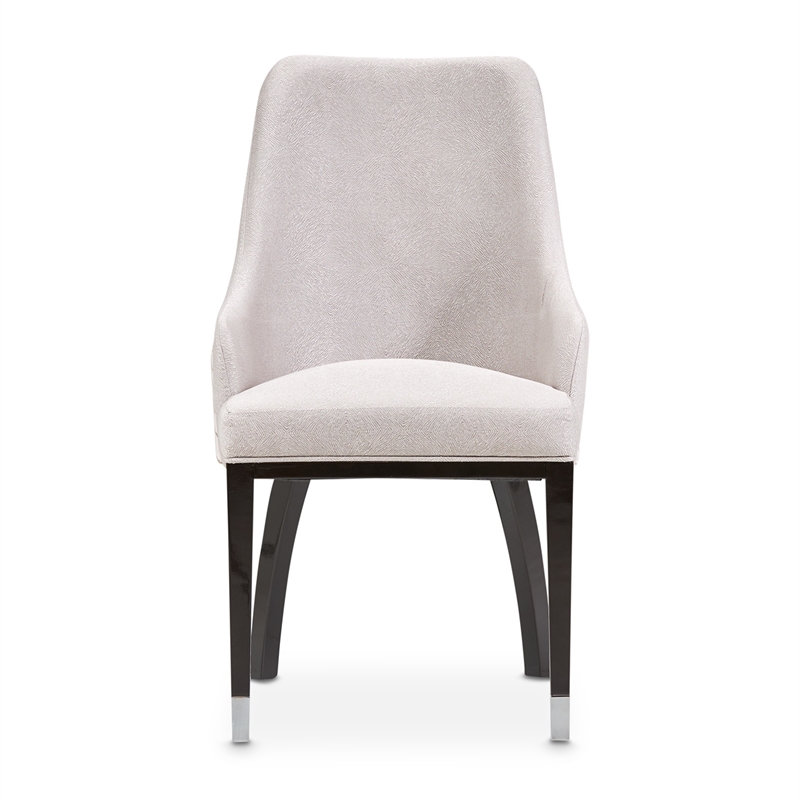 Carmela Set of 2 Dining Arm Chairs - Zinc Gray/Glossy Charcoal