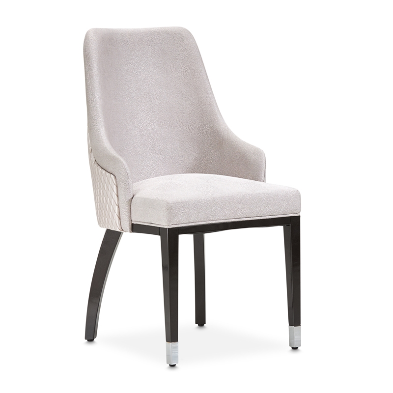 Carmela Set of 2 Dining Arm Chairs - Zinc Gray/Glossy Charcoal