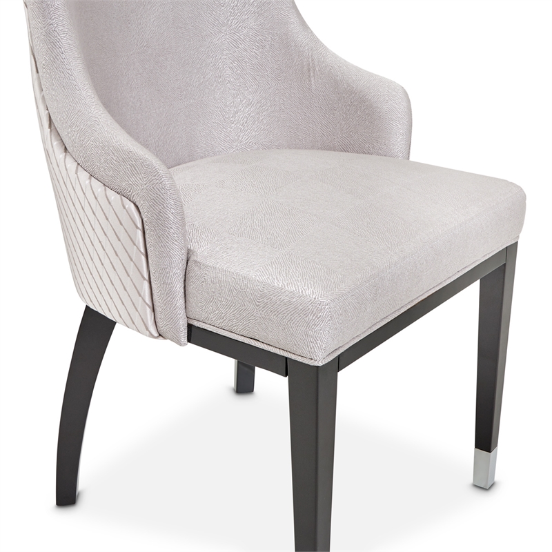 Carmela Set of 2 Dining Arm Chairs - Zinc Gray/Glossy Charcoal