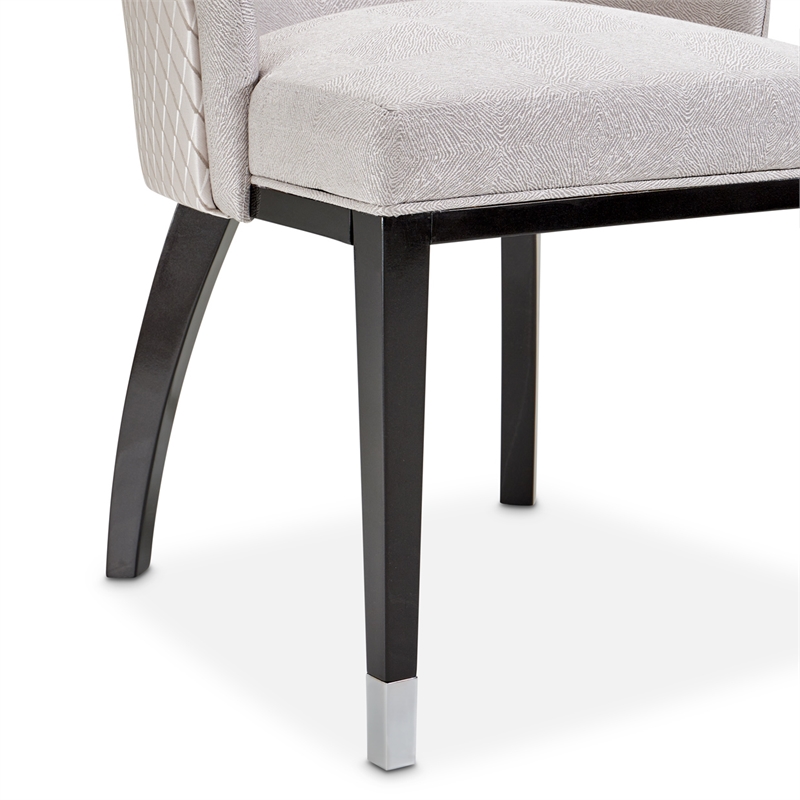 Carmela Set of 2 Dining Arm Chairs - Zinc Gray/Glossy Charcoal
