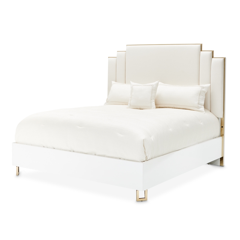 Palm Gate Eastern King Panel Bed - Cream/Cloud White