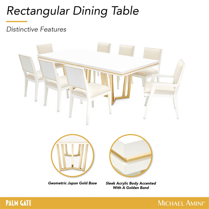 Palm Gate Rectangular Dining Table - Cloud White