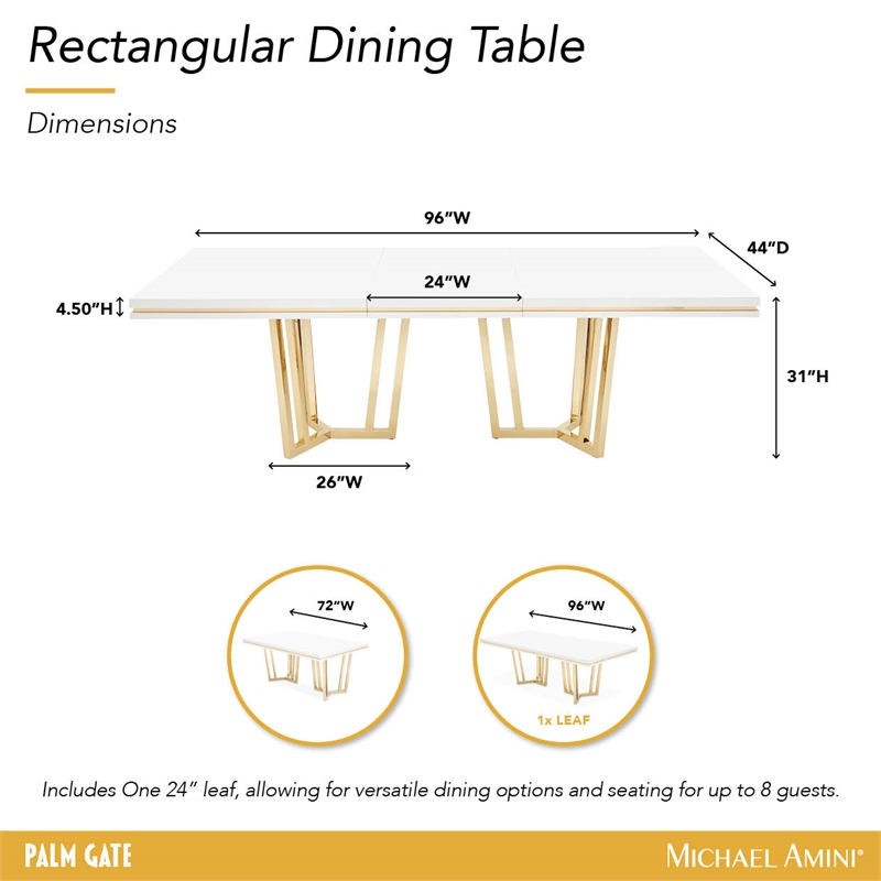 Palm Gate Rectangular Dining Table - Cloud White