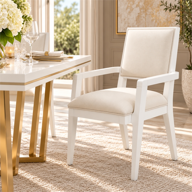 Palm Gate Dining Arm Chair - Set of 2 - Cloud White
