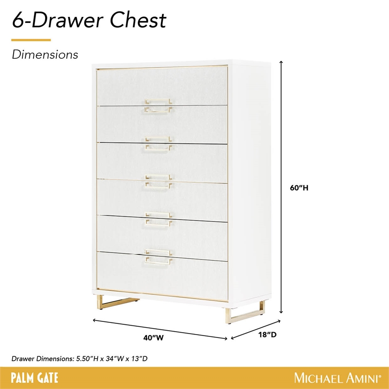 Palm Gate 6-Drawer Chest - Cloud White