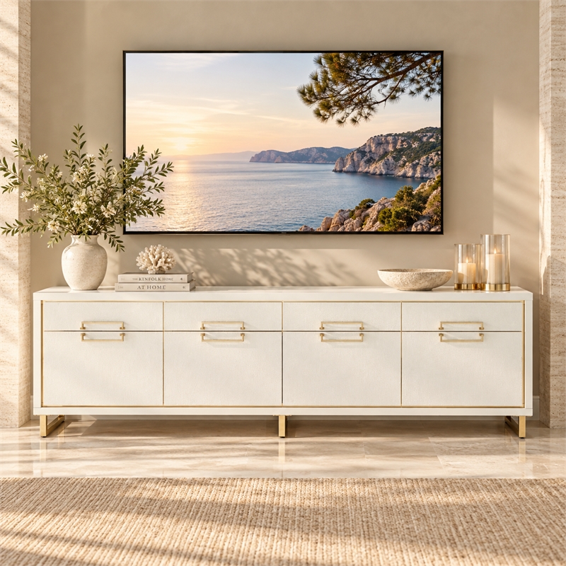 Palm Gate Media Cabinet - Cloud White